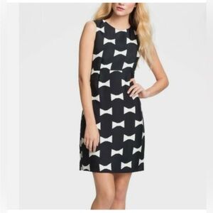 Sleeveless Black & White Kate Spade Cora all wrapped up bow dress